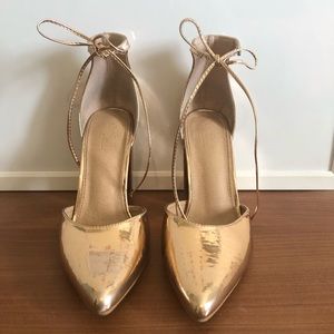 Charlotte Russe Gold Metallic Block Pointed Heel